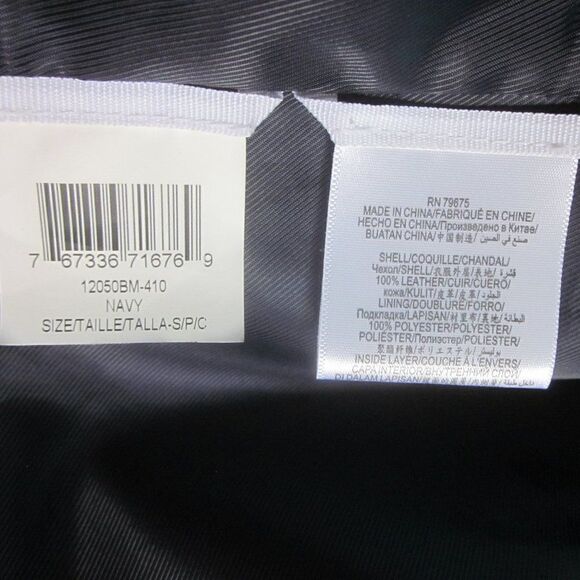 BCBG Womens Size S Navy Blue Leather Coat Draped Layered Waterfall Front Jacket - Picture 11 of 16